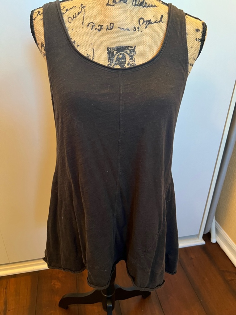 Cabi Women's Black Cotton Slub A-Line Tank Top